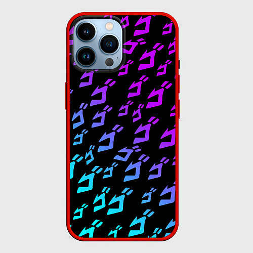 Чехол iPhone 14 Pro Max JOJOS BIZARRE ADVENTURE NEON PATTERN НЕОН УЗОР / 3D-Красный – фото 1