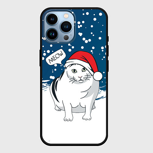 Чехол iPhone 14 Pro Max НОВОГОДНИЙ КОТ БЕНДЕР МЕМ / 3D-Черный – фото 1