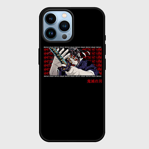 Чехол iPhone 14 Pro Max Demon Slayer manga / 3D-Черный – фото 1