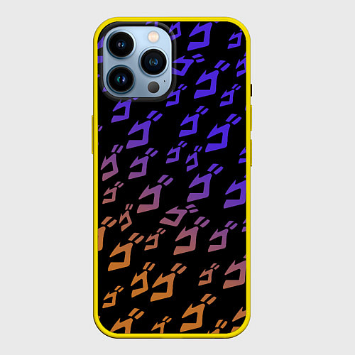 Чехол iPhone 14 Pro Max JOJOS BIZARRE ADVENTURE PATTERN / 3D-Желтый – фото 1