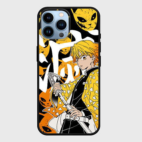 Чехол iPhone 14 Pro Max ЗЕНИЦУ ZENITSU СТИЛЬ ГРОМА / 3D-Черный – фото 1