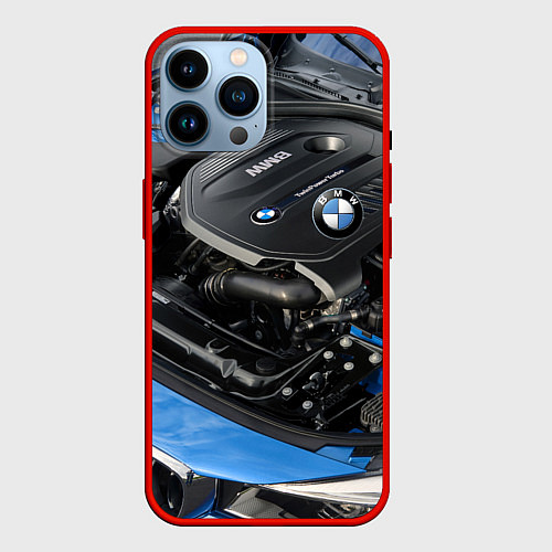 Чехол iPhone 14 Pro Max BMW Engine Twin Power Turbo / 3D-Красный – фото 1