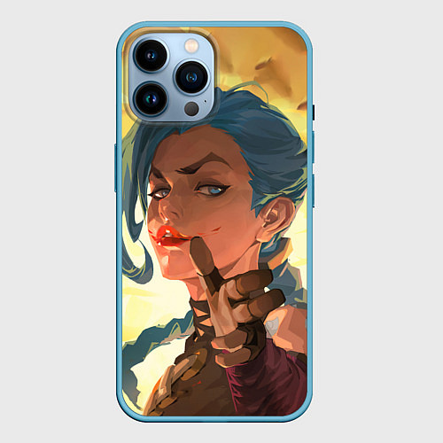Чехол iPhone 14 Pro Max Arcane League Of Legends JINX взрыв / 3D-Голубой – фото 1