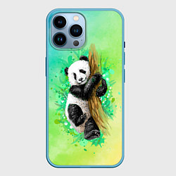 Чехол для iPhone 14 Pro Max ПАНДА PANDA ЦВЕТНЫЕ КРАСКИ, цвет: 3D-голубой