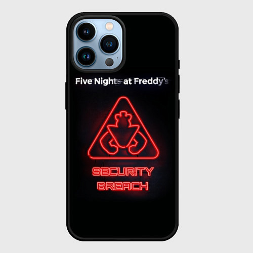 Чехол iPhone 14 Pro Max Five Nights at Freddys: Security Breach logo / 3D-Черный – фото 1