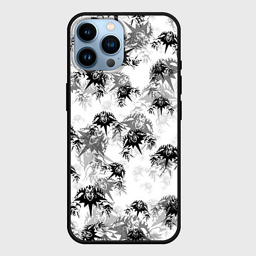 Чехол iPhone 14 Pro Max Король и шут Лого Паттерн / 3D-Черный – фото 1