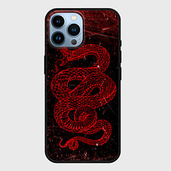Чехол для iPhone 14 Pro Max Красная Змея Red Snake Глитч, цвет: 3D-черный