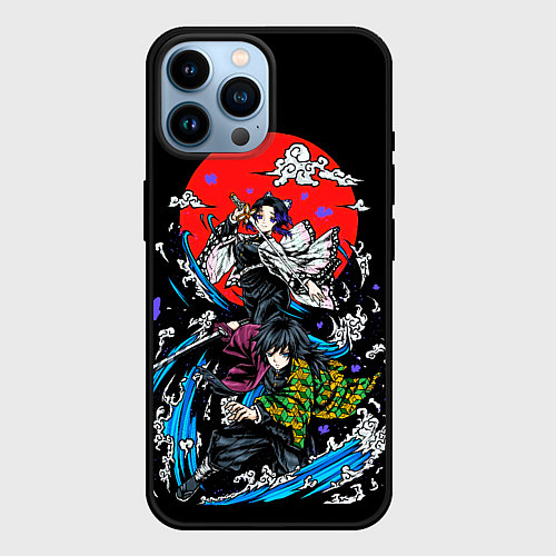 Чехол iPhone 14 Pro Max Шинобу Кочо Гию Томиока КЛИНОК РАССЕКАЮЩИЙ ДЕМОНОВ / 3D-Черный – фото 1