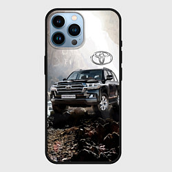Чехол для iPhone 14 Pro Max Toyota Land Cruiser 200 в пещере со скальными рису, цвет: 3D-черный