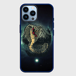 Чехол для iPhone 14 Pro Max Большая ядовитая змея, цвет: 3D-тёмно-синий