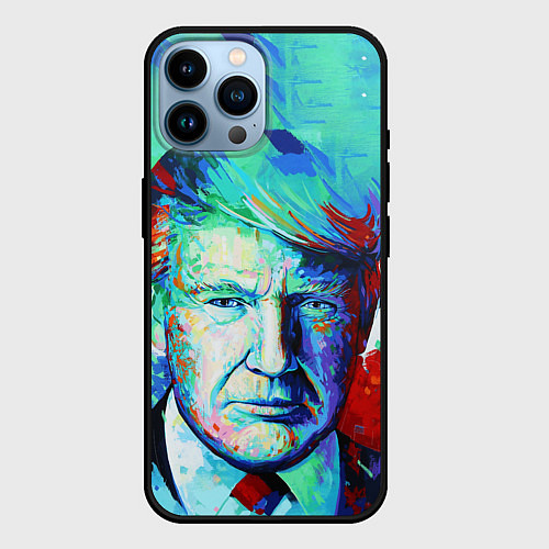 Чехол iPhone 14 Pro Max Дональд Трамп арт / 3D-Черный – фото 1