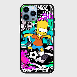 Чехол для iPhone 14 Pro Max Барт Симпсон - центр-форвард на фоне граффити, цвет: 3D-черный