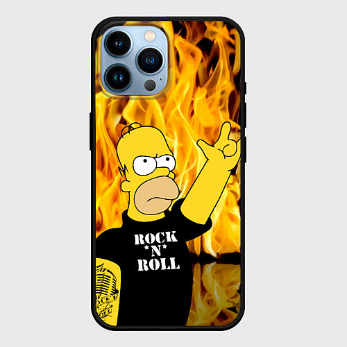 Чехол iPhone 14 Pro Max Homer Simpson - Rock n Roll! / 3D-Черный – фото 1