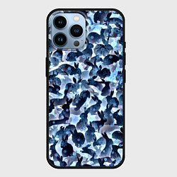 Чехол для iPhone 14 Pro Max Новогдние кролики, цвет: 3D-черный