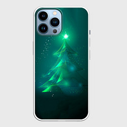 Чехол для iPhone 14 Pro Max Новогодняя неоновая кибер-елочка, цвет: 3D-белый