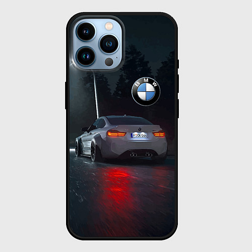 Чехол iPhone 14 Pro Max Крутая бэха на ночной трассе / 3D-Черный – фото 1