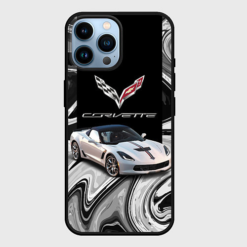 Чехол iPhone 14 Pro Max Chevrolet Corvette - Motorsport - Racing team / 3D-Черный – фото 1