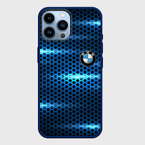 Чехол iPhone 14 Pro Max BMW texture / 3D-Тёмно-синий – фото 1