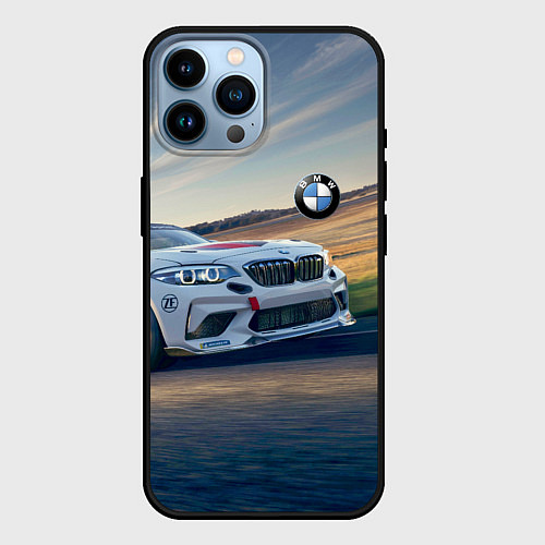 Чехол iPhone 14 Pro Max Мощная бэха на трассе / 3D-Черный – фото 1