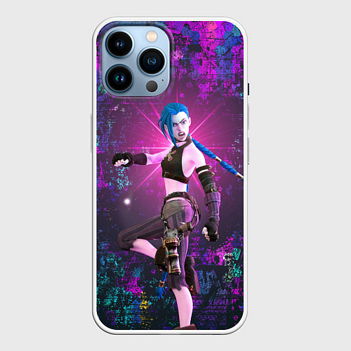 Чехол iPhone 14 Pro Max Jinx из Аркейн / 3D-Белый – фото 1
