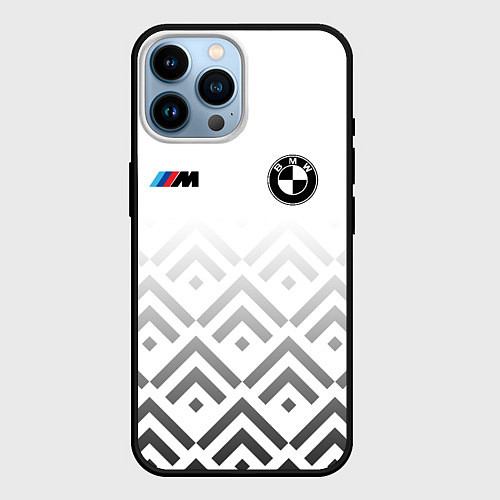 Чехол iPhone 14 Pro Max BMW m power - белый / 3D-Черный – фото 1
