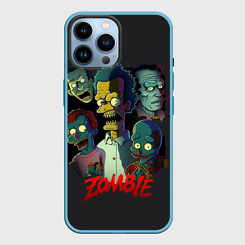 Чехол iPhone 14 Pro Max Simpsons zombie / 3D-Голубой – фото 1