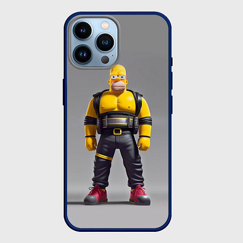 Чехол iPhone 14 Pro Max Homer Simpson - ninja - neural network / 3D-Тёмно-синий – фото 1