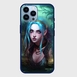 Чехол для iPhone 14 Pro Max Jinx fantasy art Arcane League of Legends, цвет: 3D-тёмно-синий