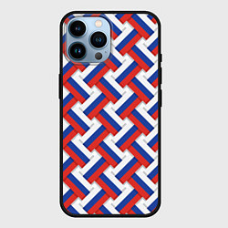 Чехол для iPhone 14 Pro Max Россия - плетёнка, цвет: 3D-черный