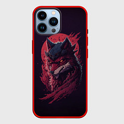 Чехол для iPhone 14 Pro Max Злой лис - нейросеть, цвет: 3D-красный