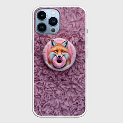 Чехол для iPhone 14 Pro Max Мордочка лисы с пончиком, цвет: 3D-белый