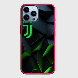 Чехол для iPhone 14 Pro Max Juventus black green logo, цвет: 3D-малиновый