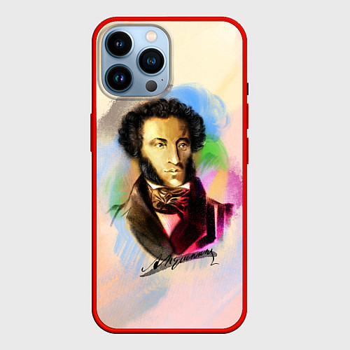 Чехол iPhone 14 Pro Max А Пушкин / 3D-Красный – фото 1