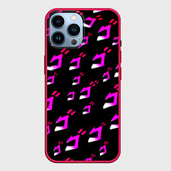 Чехол для iPhone 14 Pro Max JoJos Bizarre neon pattern logo, цвет: 3D-малиновый