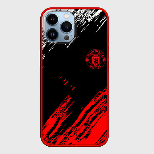 Чехол iPhone 14 Pro Max ФК Манчестер Юнайтед спортивные краски / 3D-Красный – фото 1
