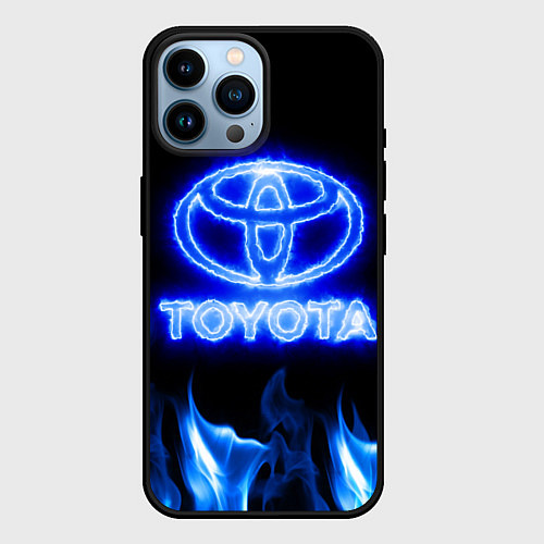 Чехол iPhone 14 Pro Max Toyota neon fire / 3D-Черный – фото 1