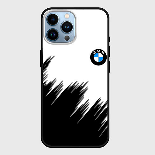 Чехол iPhone 14 Pro Max BMW чёрные штрихи текстура / 3D-Черный – фото 1