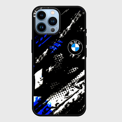 Чехол iPhone 14 Pro Max BMW stripes color auto sport / 3D-Черный – фото 1