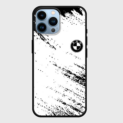 Чехол iPhone 14 Pro Max BMW краски текстура брызги / 3D-Черный – фото 1