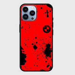 Чехол для iPhone 14 Pro Max BMW краски текстура красный, цвет: 3D-черный