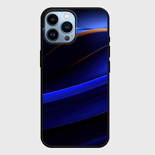Чехол iPhone 14 Pro Max Синее свечение на абстрактном фоне / 3D-Черный – фото 1