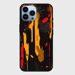 Чехол для iPhone 14 Pro Max Красные желтые оранжевые пятна краски абстракция, цвет: 3D-черный