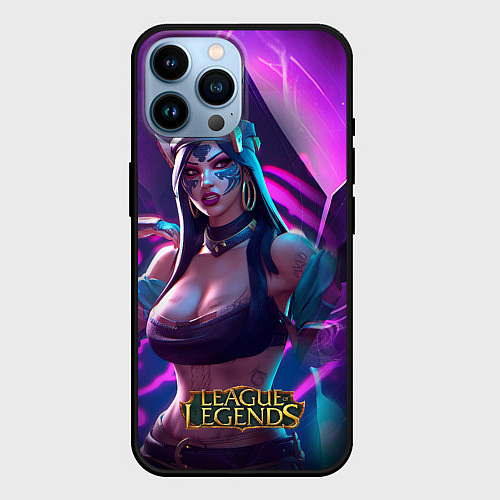 Чехол iPhone 14 Pro Max League of Legends Kaisa Kda style / 3D-Черный – фото 1