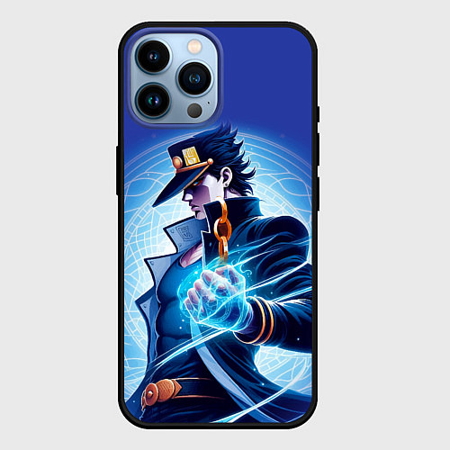 Чехол iPhone 14 Pro Max Jotaro Kujo - neon glow fantasy / 3D-Черный – фото 1