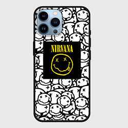 Чехол для iPhone 14 Pro Max Nirvana rock pattern, цвет: 3D-черный