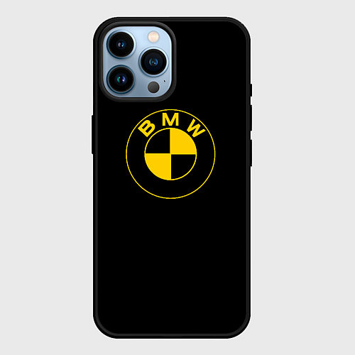 Чехол iPhone 14 Pro Max BMW logo yellow / 3D-Черный – фото 1