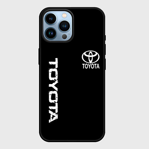 Чехол iPhone 14 Pro Max Toyota logo white steel / 3D-Черный – фото 1