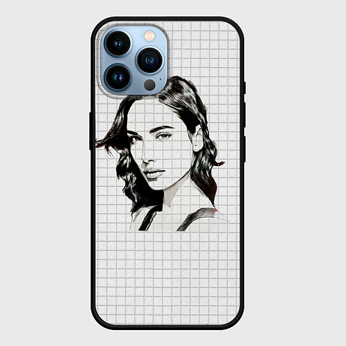 Чехол iPhone 14 Pro Max Рисунок Галь Гадот в тетради в клетку / 3D-Черный – фото 1