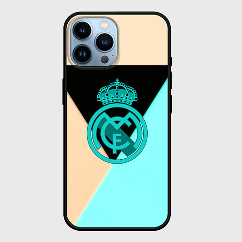 Чехол iPhone 14 Pro Max Реал мадрид спорт геометрия / 3D-Черный – фото 1
