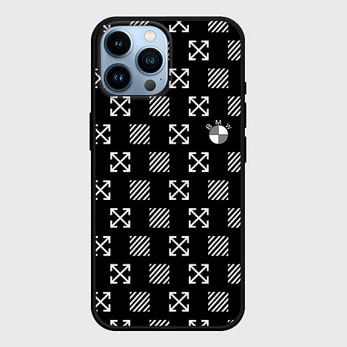 Чехол iPhone 14 Pro Max BMW pattern / 3D-Черный – фото 1
